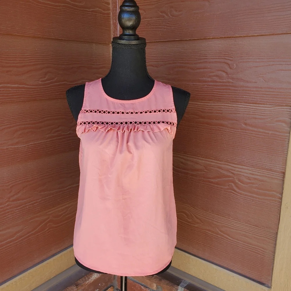 Merona Light Coral Ruffle Lace Sleeveless Blouse Size XS